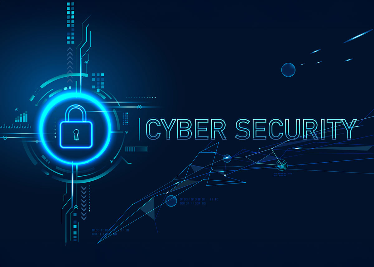 illustration with text "cybersecurity"