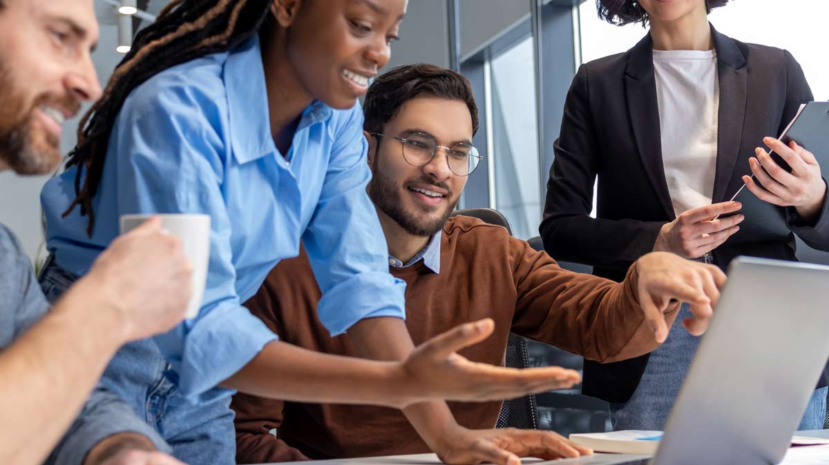 Group of IT professionals working together