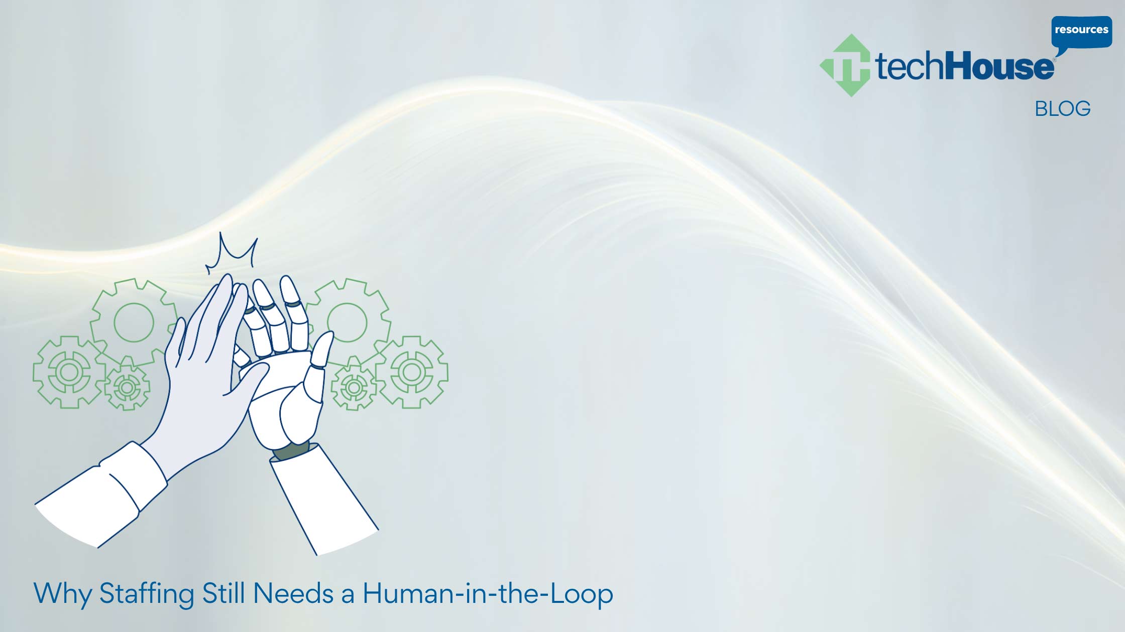An illustration of a high five between a human and a robot